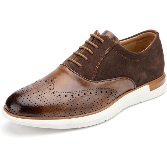 Men\'s Brown Oxfords Casual Dress Leather Lace Up for Men Business Oxford Shoes